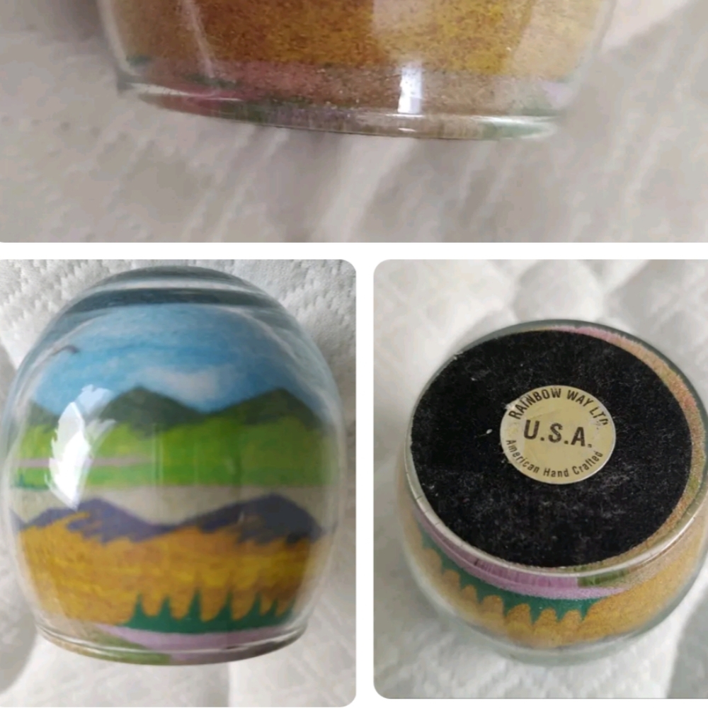 Sand Globe Art PAINTED DESERT SAND Glass Art Paperweight Rainbow Way ltd